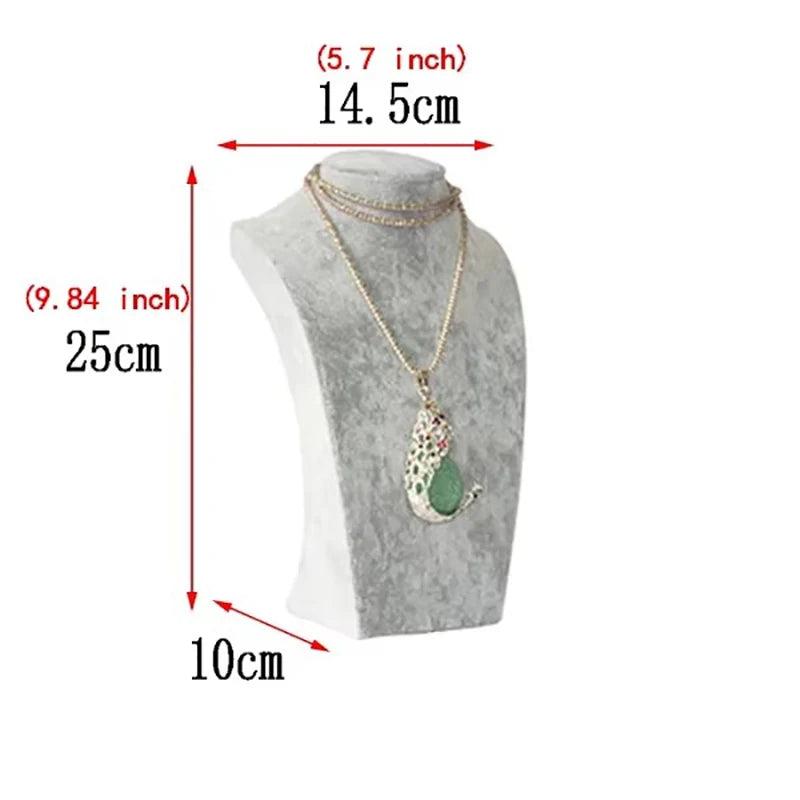 Buste Collier Velours Gris Présentoir Bijoux