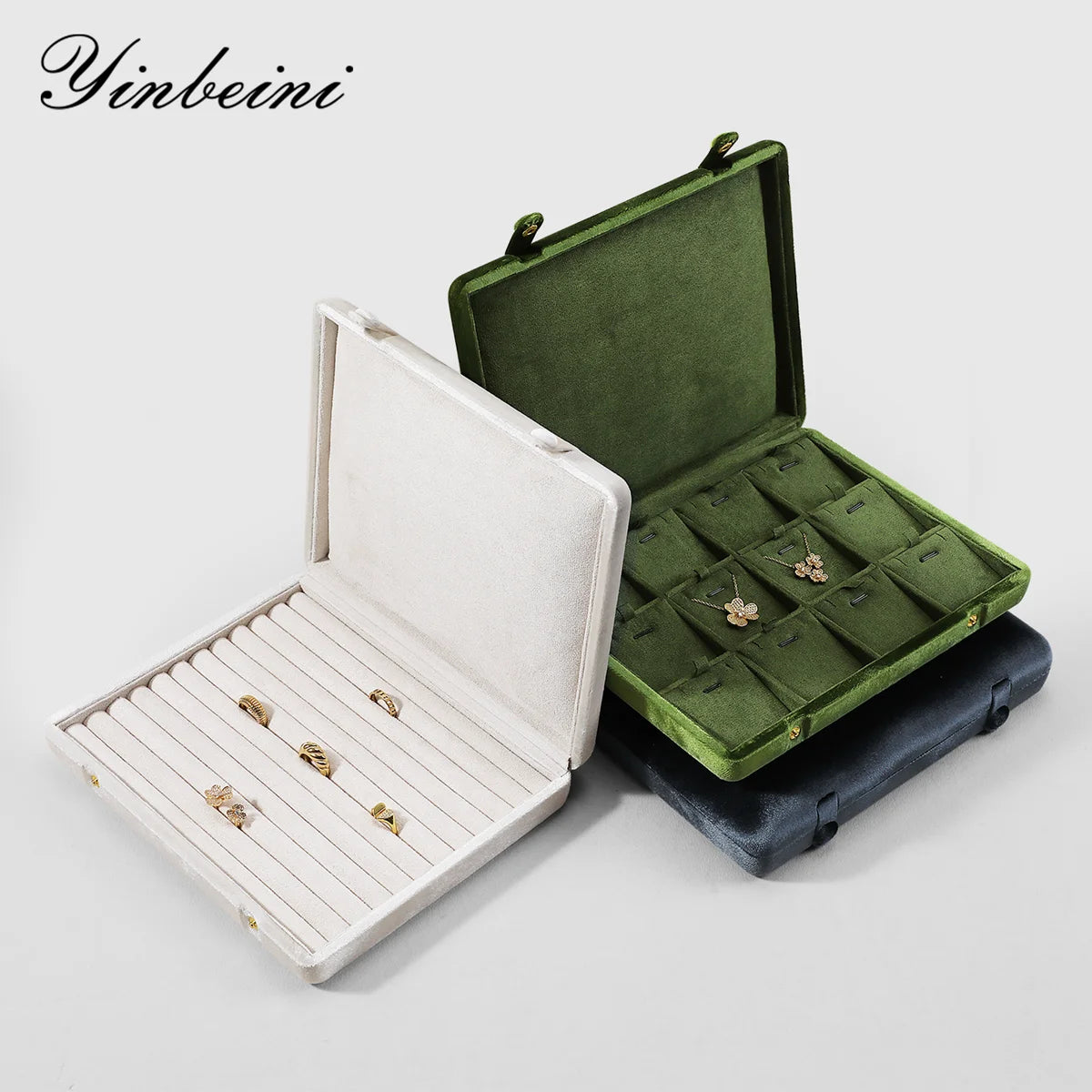 Boîte Bijoux Velours Rangement Grande Capacité