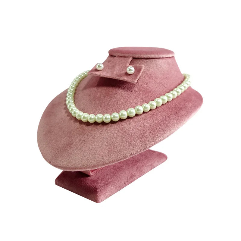 Présentoir Collier Velours Ras de Cou Rose