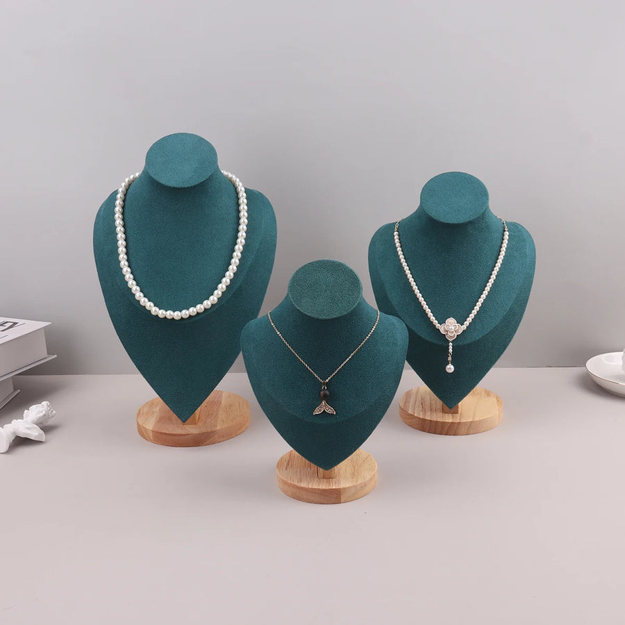 Présentoir Collier Velours Vert Émeraude 3 Tailles