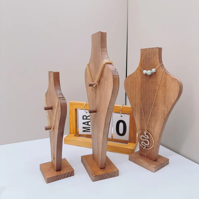 Buste Collier Bois Vase Mannequin Vitrine