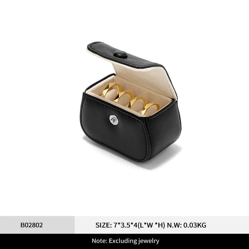 Boîte Bague Cuir Voyage Compact Portable