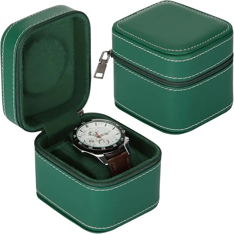 Boite Montre Cuir Voyage Compact 10x8cm