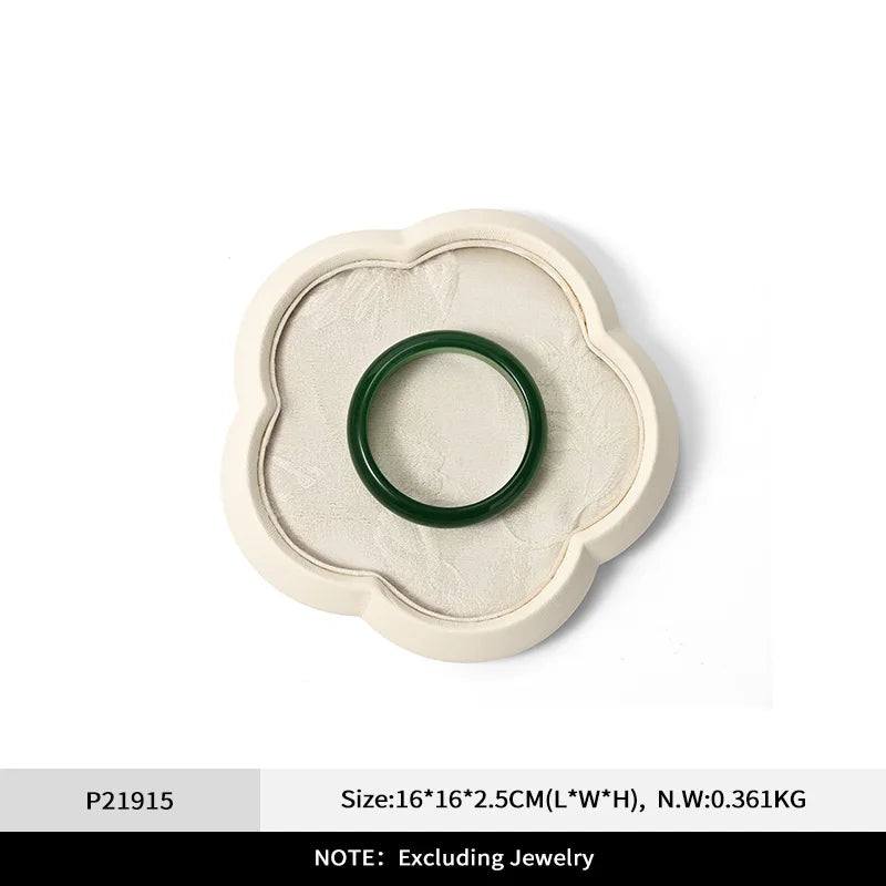 Plateau Bijoux Velours Beige Style Chinois