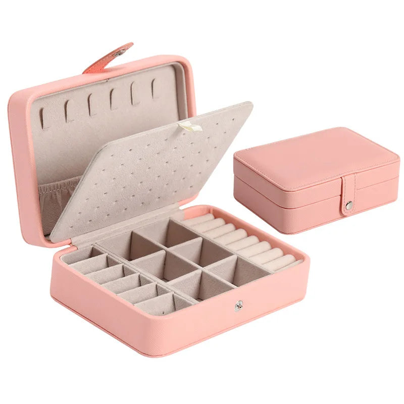Boîte Bijoux Cuir Simili Double Étage Compact