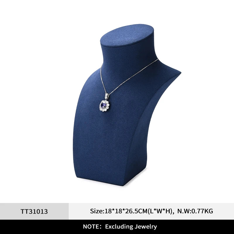 Buste Bijoux Cuir Bleu Modulable Vitrine