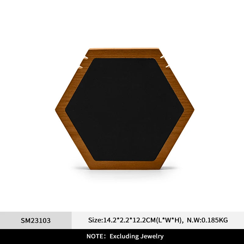Présentoir Collier Bois Hexagonal Suspendu Vitrine