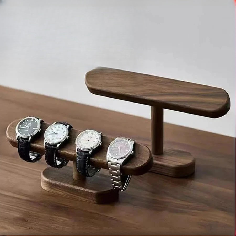 Présentoir Montre Bois de Noyer Barre Plate 26 cm
