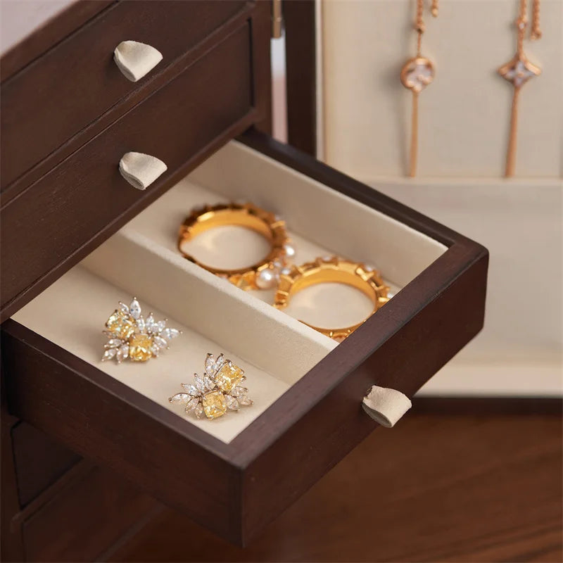 Boîte Bijoux Bois Bagues Bracelets Magnétique