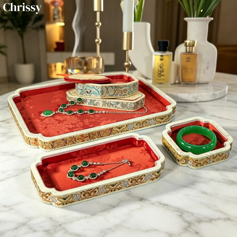 Plateau Bijoux Velours Royal Brodé Cadeau Aïd