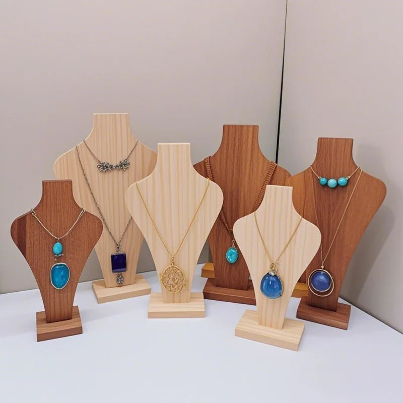 Buste Collier Bois Vase Mannequin Vitrine