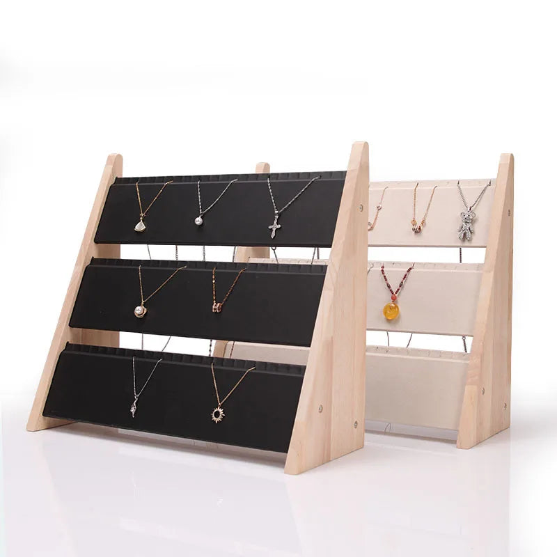 Plateau Bijoux Bois Velours 3 Etages