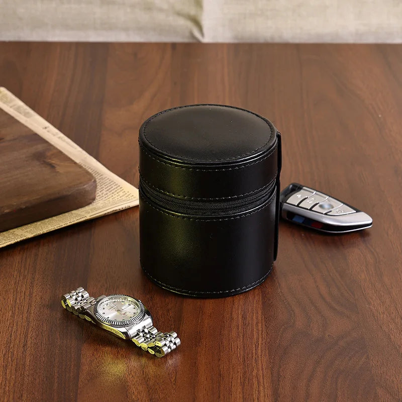 Étui Montre Cuir Voyage Zippé Compact