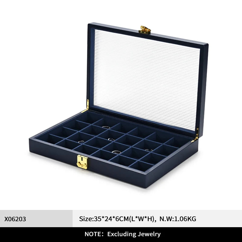 Boîte Bijoux Cuir Premium Couvercle Transparent