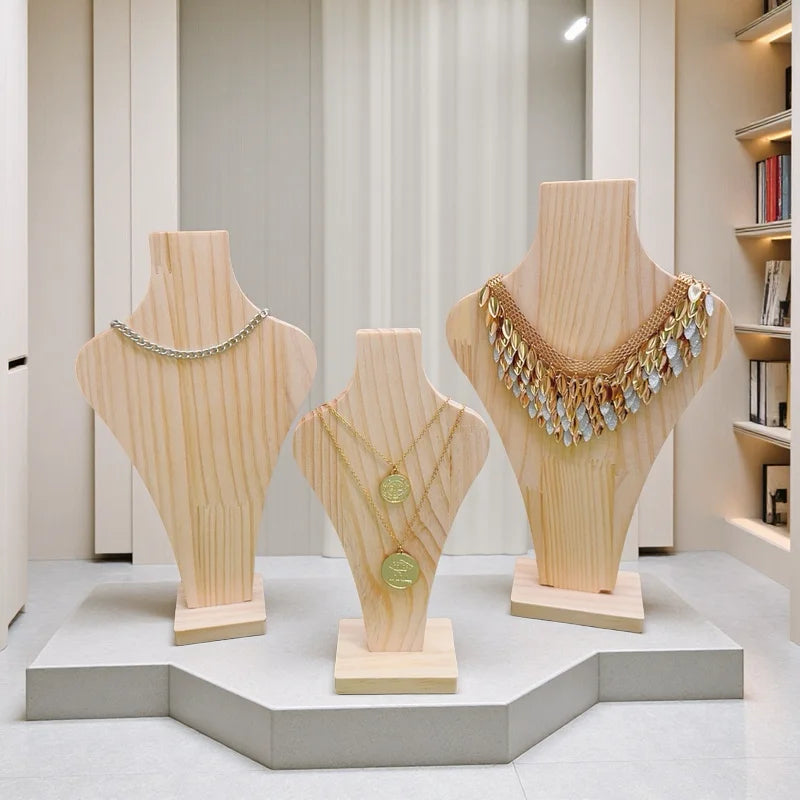 Présentoir Collier Bois Massif Vertical Détachable
