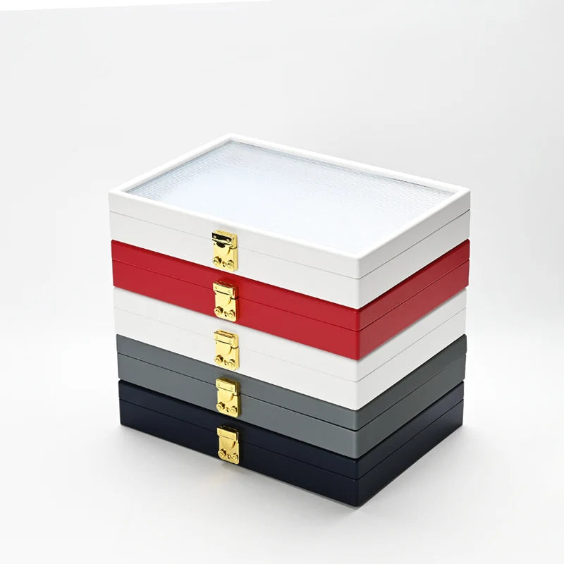 Boîte Bijoux Cuir Premium Couvercle Transparent