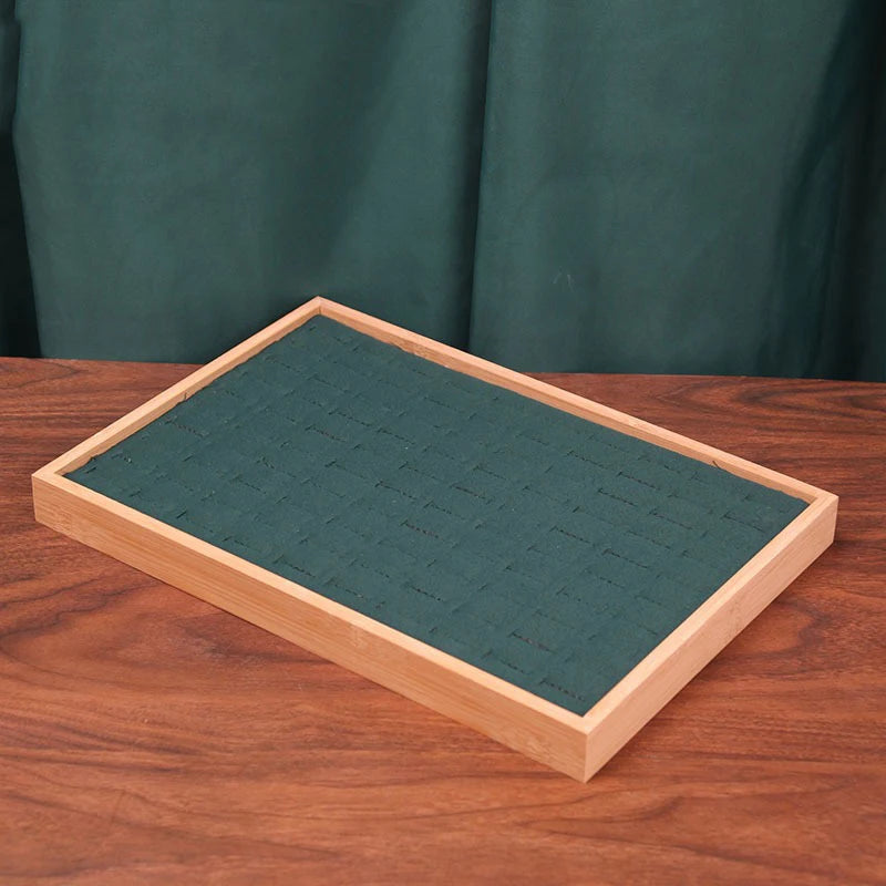 Plateau Bagues Bois Velours 100 Compartiments