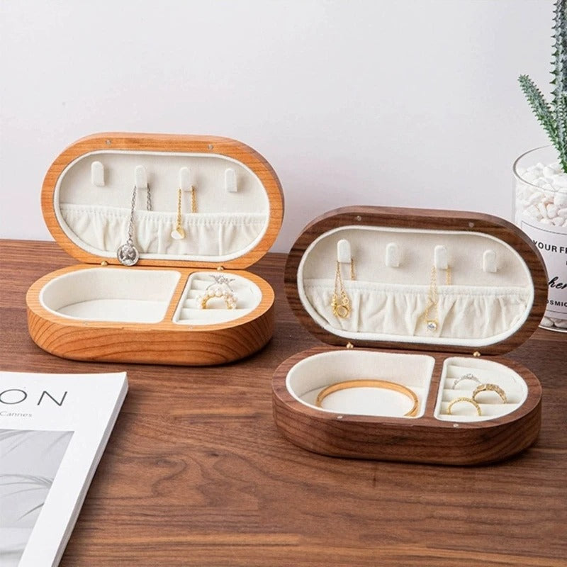 Boîte à Bijoux Bois Massif Voyage Compacte