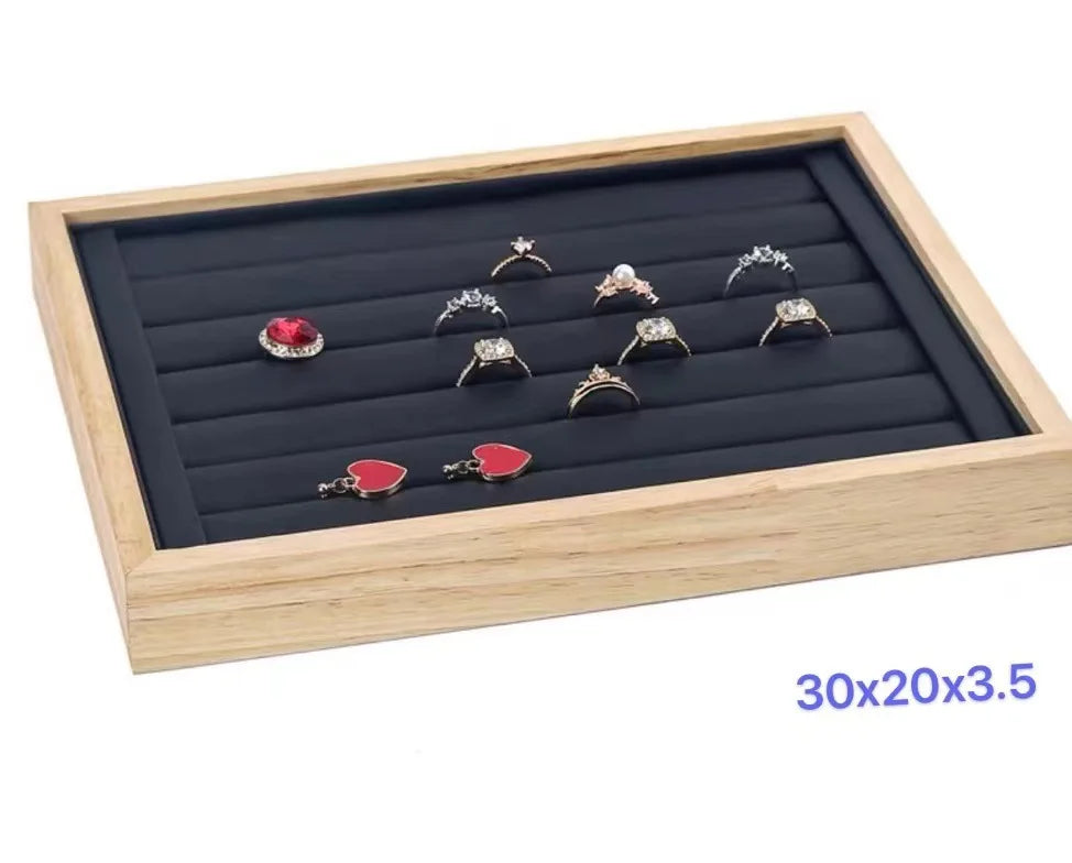 Plateau Bois Anneaux Bagues Rangement Bijoux