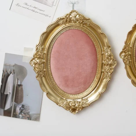 Plateau Bijoux Velours Rose Métal Multifonction