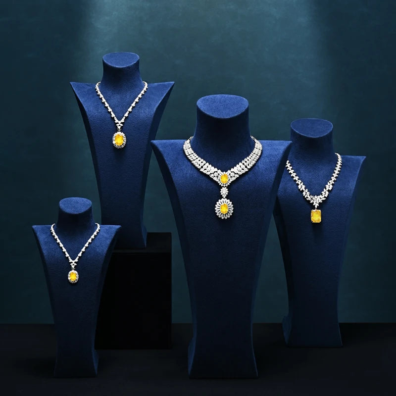 Buste Collier Velours Bleu Premium Mannequin