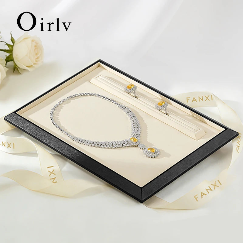 Plateau Cuir Microfibre Multi-Bijoux Bague Collier Rangement