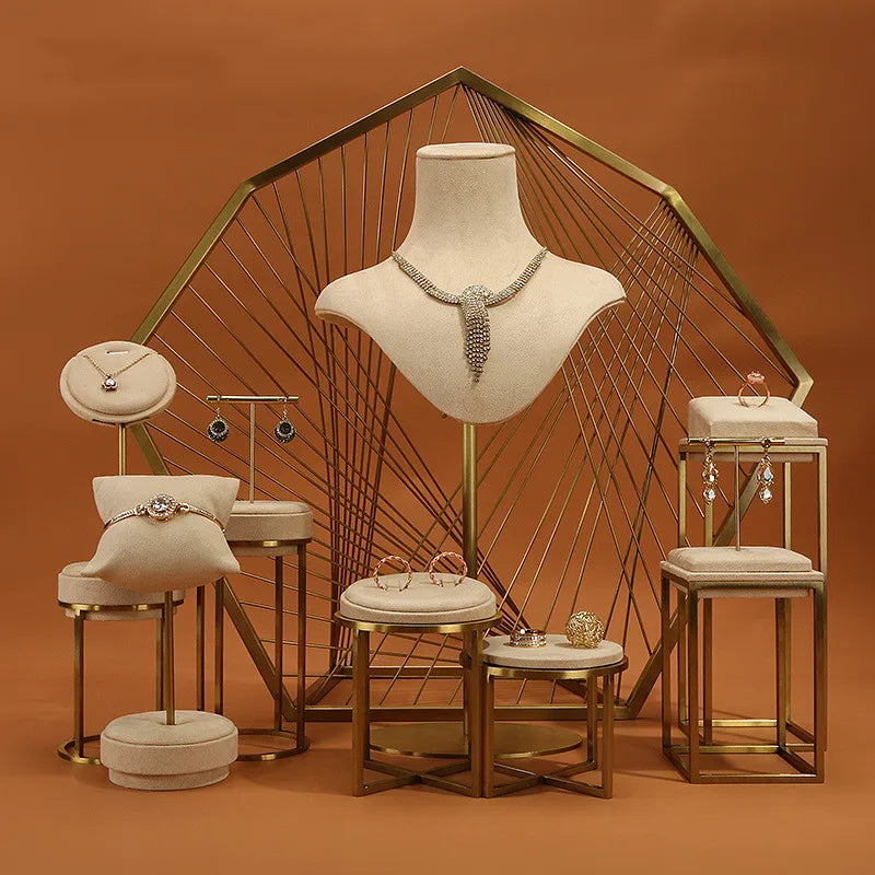 Ensemble Métal Beige Organisateur Bijoux Anneau Collier