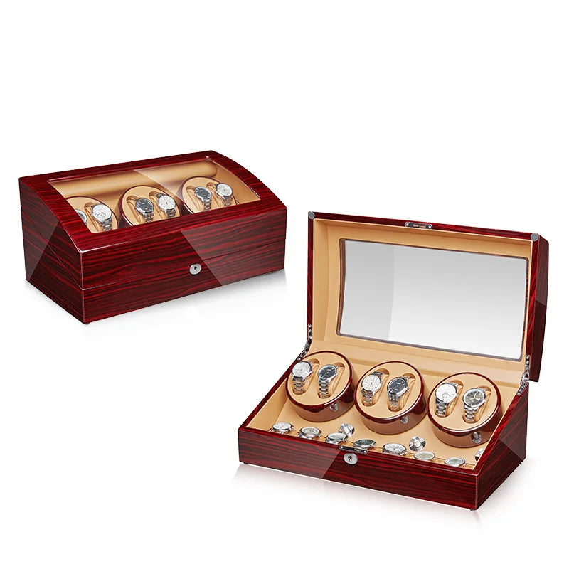 Mallette Bijoux Cuir Remontoir Montre 4+6 Rotatif