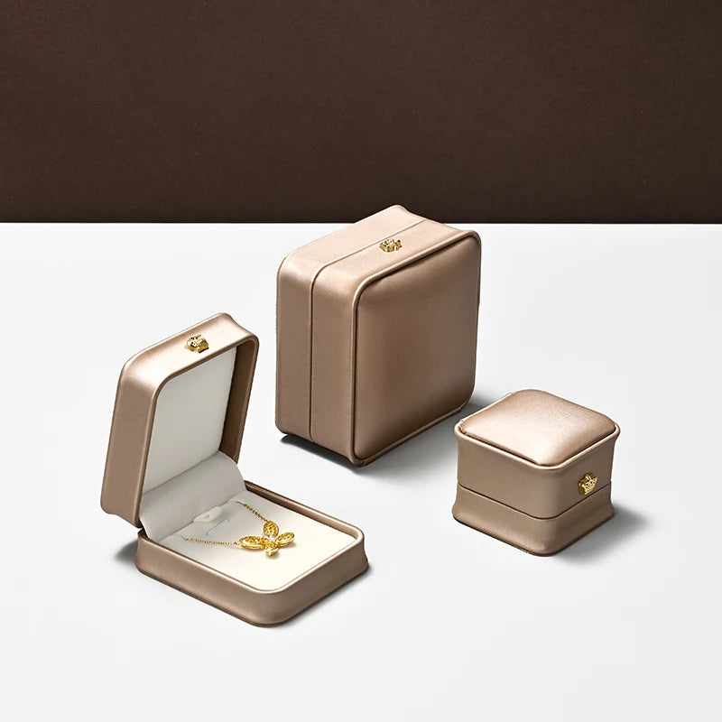 Boîte Bijoux Cuir Doré Coffret Mariage Premium