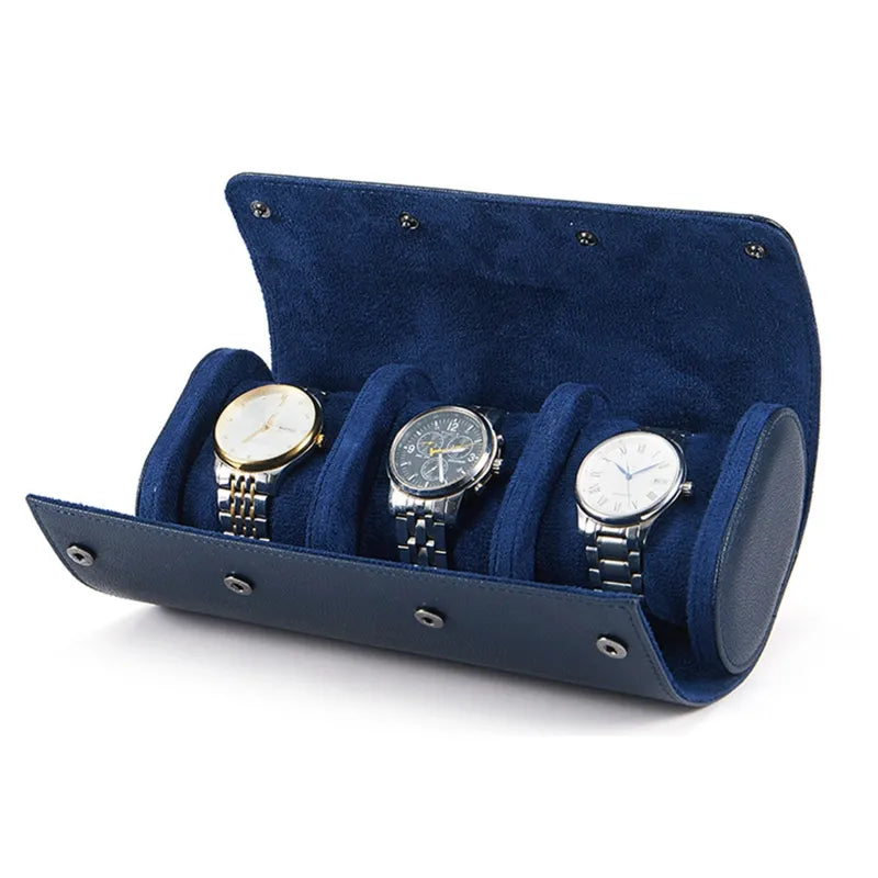 Etui Montre Cuir Bleu Voyage Homme