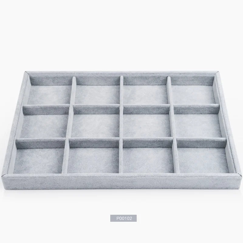 Plateau Bijoux Velours Glacé 24 Grilles Empilable