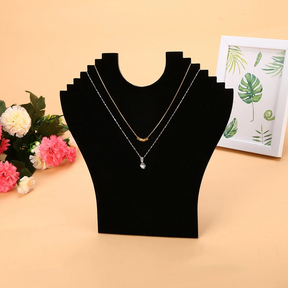 Présentoir Collier Buste Velours Noir T-shirt
