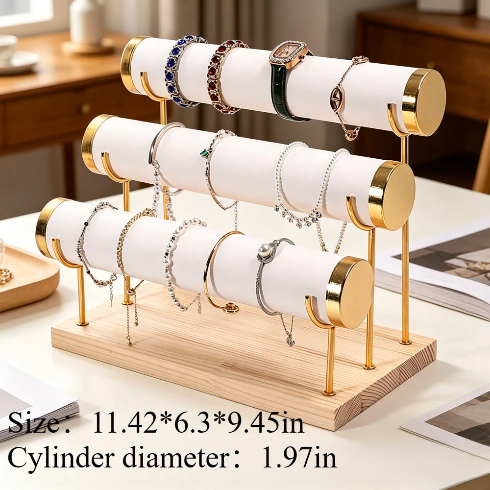 Présentoir Velours Bois 3 Niveaux Bracelet Montre