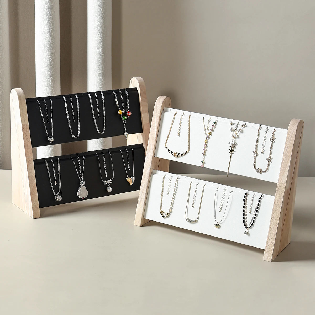 Presentoir Bois Incline 2 Etages Pliable Collier