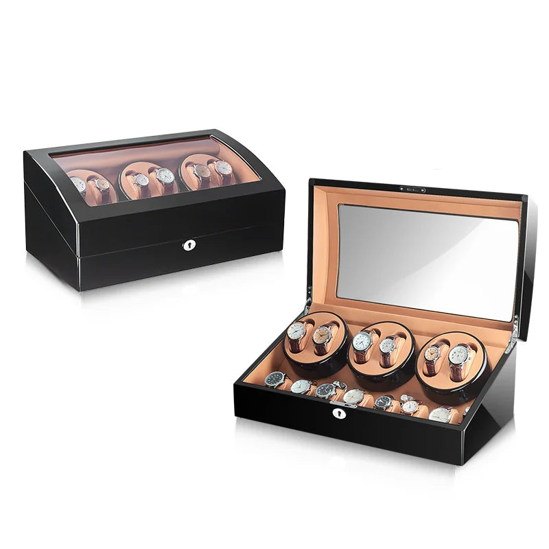 Mallette Bijoux Cuir Remontoir Montre 4+6 Rotatif