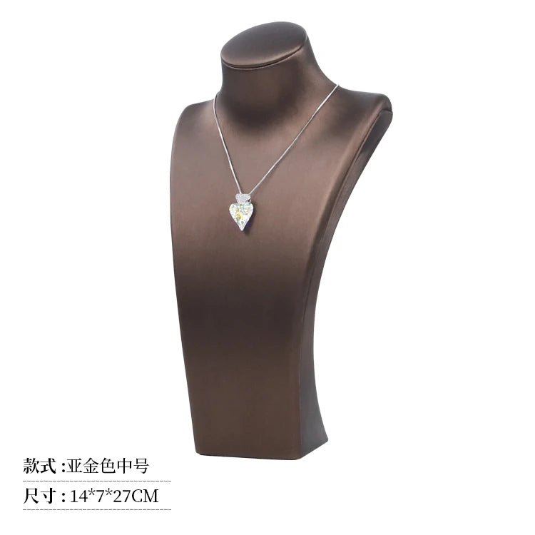 Présentoir Collier Simili Cuir Buste Rotatif