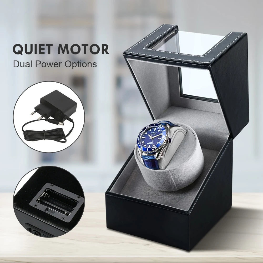Coffre Fort Montre Cuir Remontoir Automatique Vitrine