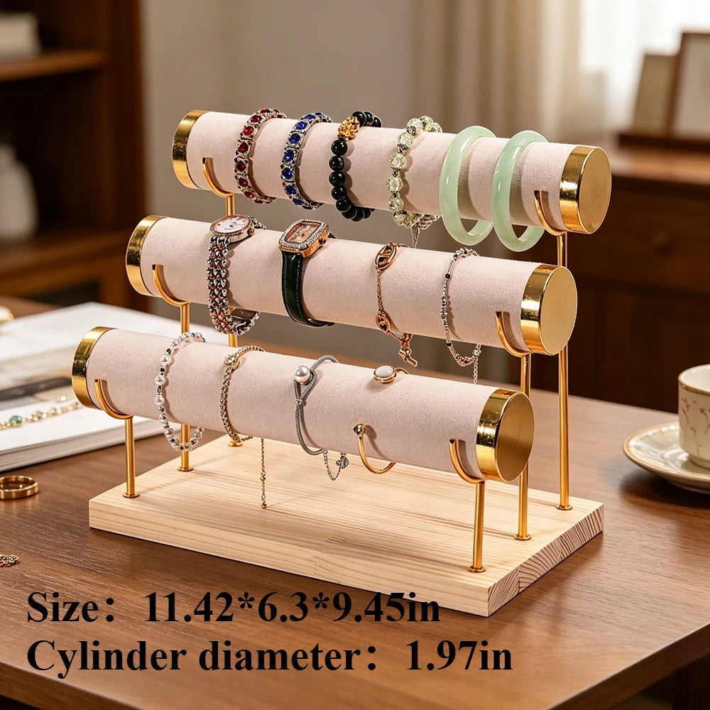 Présentoir Velours Bois 3 Niveaux Bracelet Montre