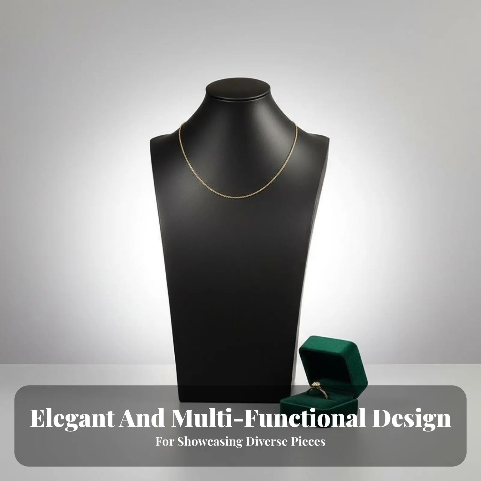 Présentoir Collier Buste Cuir Noir Élégant