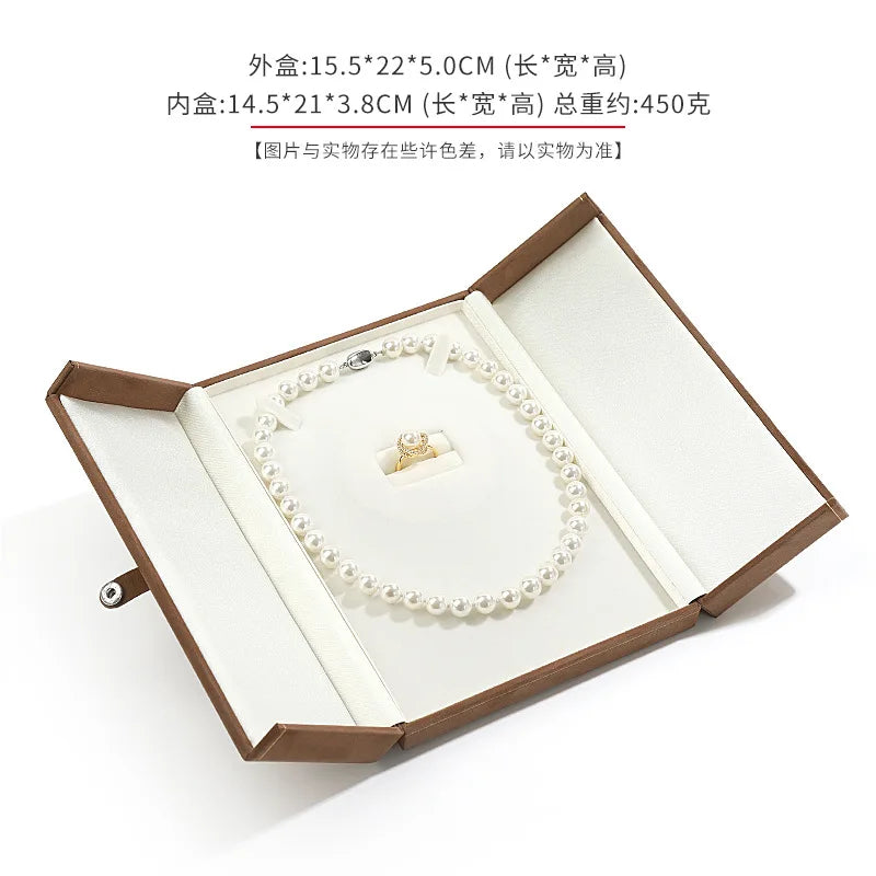 Boîte Bijoux Collier Velours Vintage Double Anneau