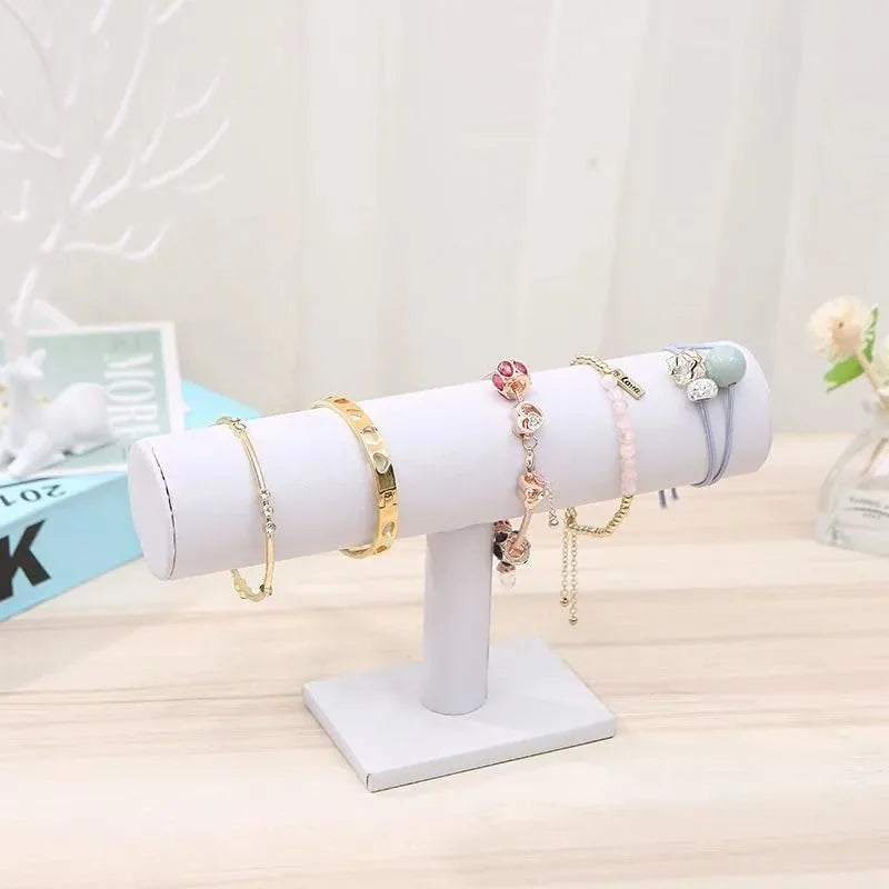 Présentoir Bracelet Velours Barre T Blanc