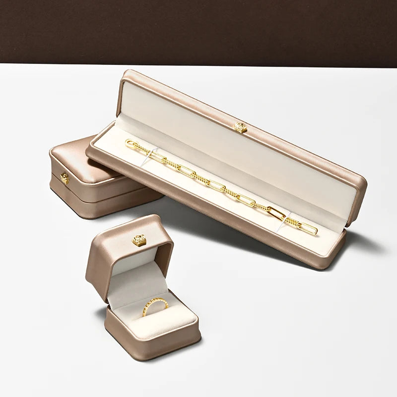 Boîte Bijoux Cuir Doré Coffret Mariage Premium