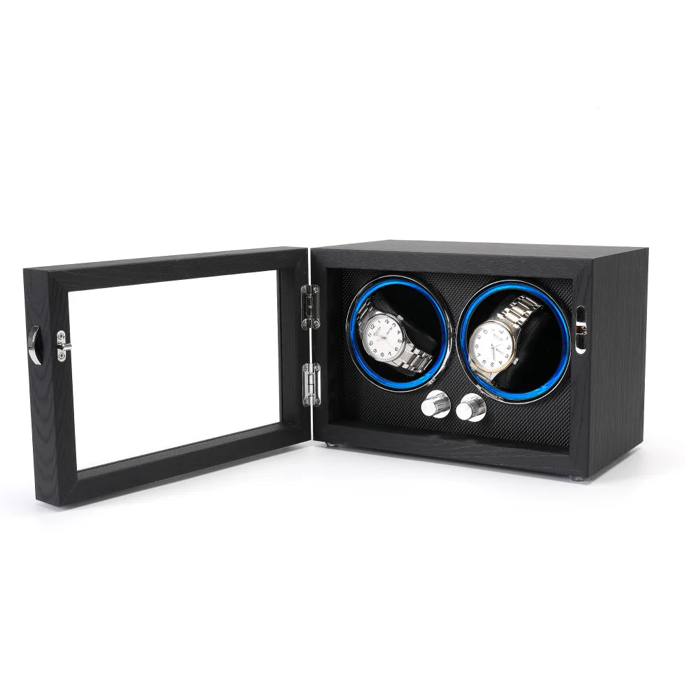 Coffre Fort Montre Bois Rotatif Remontoir LED