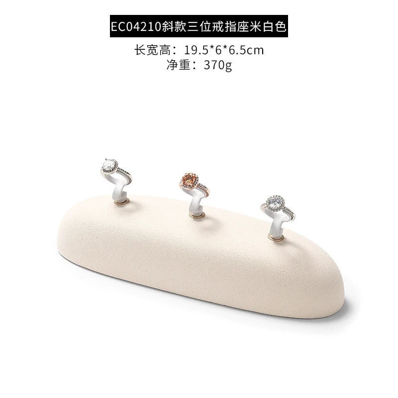 Présentoir Métal Microfibre Beige Collier Bague Boucle Fenêtre
