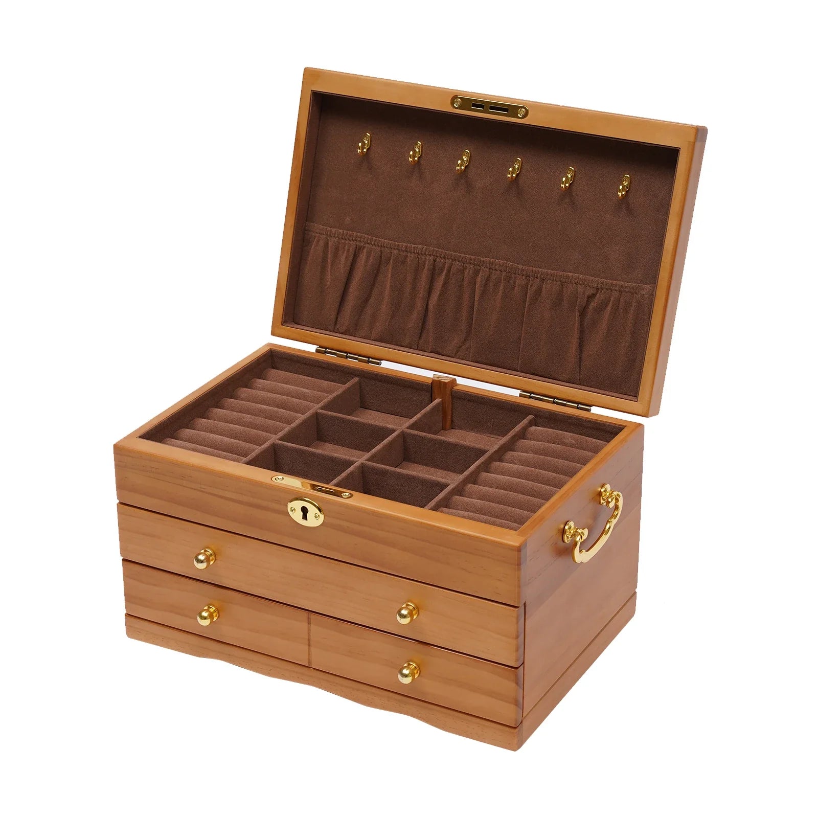 Boîte Bijoux Bois Massif Rangement Sécurisé