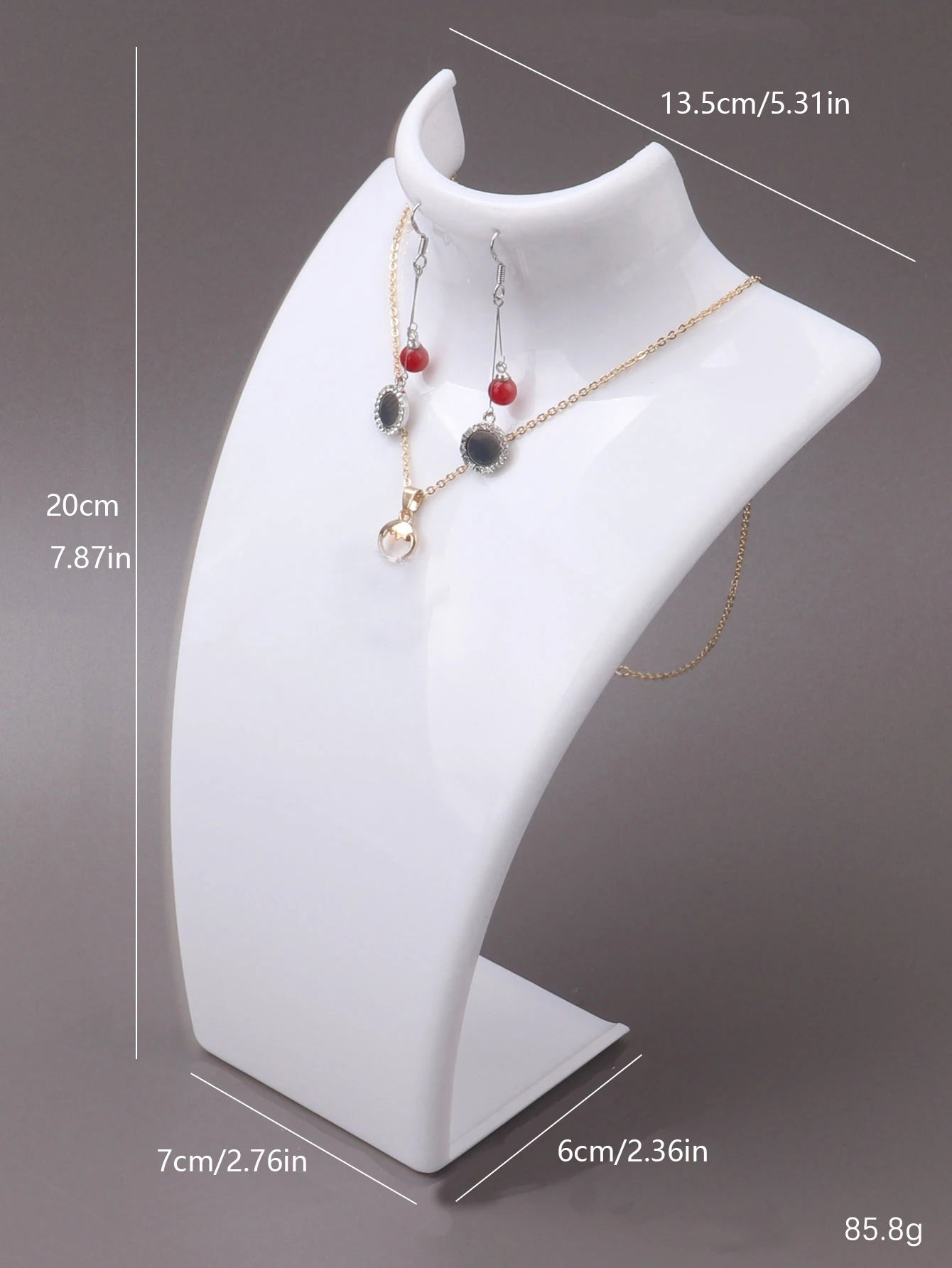 Présentoir Collier Buste Plastique 3 Coloris