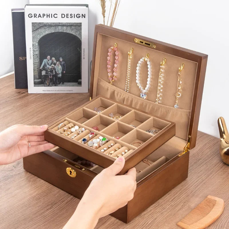 Boite Bijoux Bois Velours Compartiments