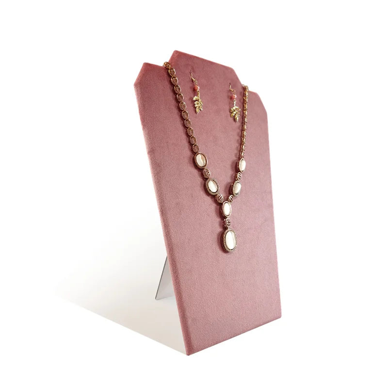 Présentoir Collier Velours Plat Rose Tendre