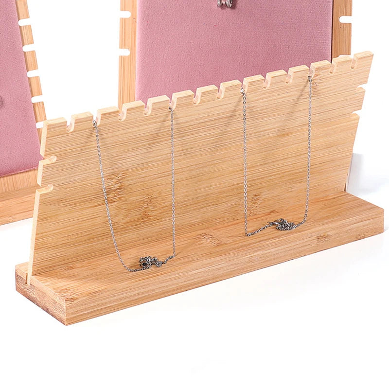 Présentoir Collier Plat Bois Velours