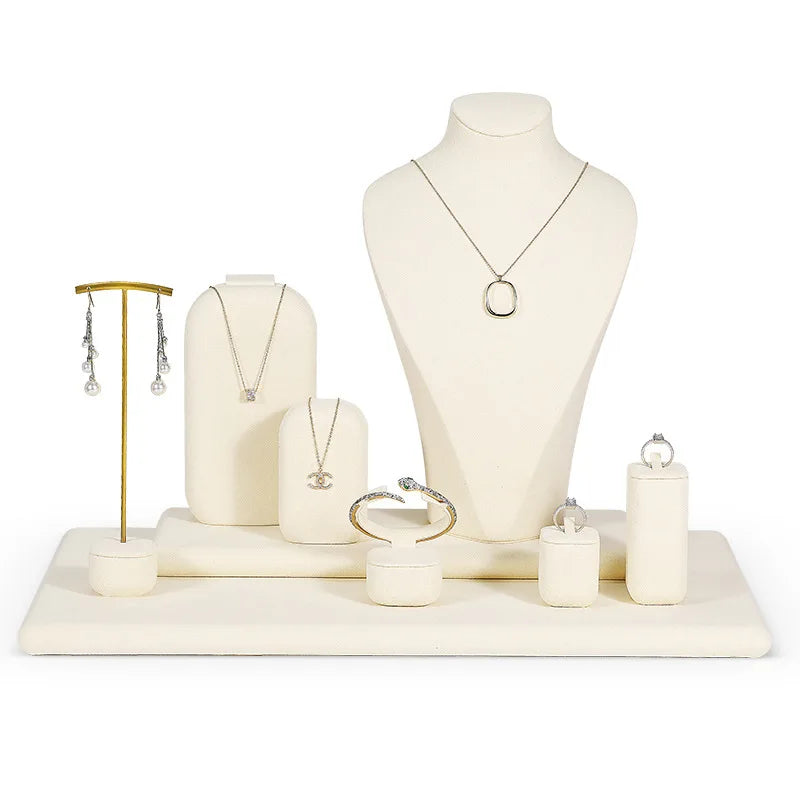 Présentoir Bijoux Daim Beige Multifonction